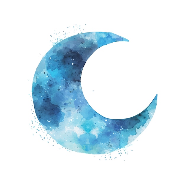 Vector free vector blue watercolor moon