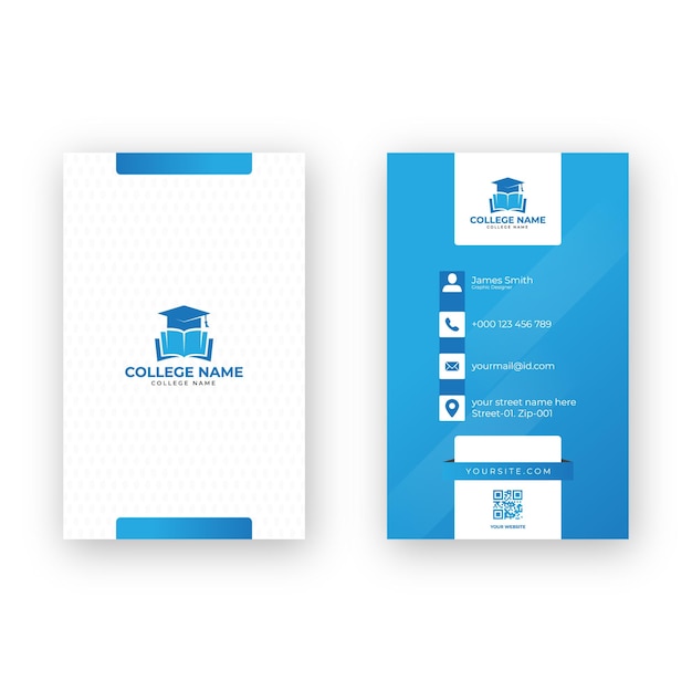 Free vector business card blue school theme