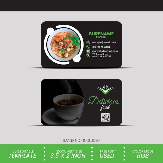 Free vector business card design for restaurant