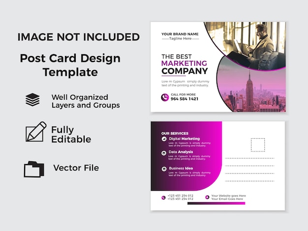 Vector free vector business postcard template