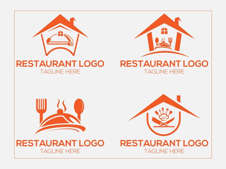 Free vector cafe and restaurant house logo design with food and drinks logo