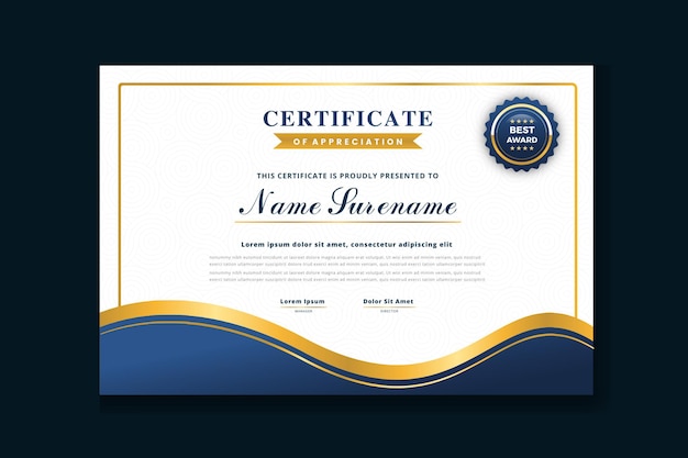 Vector free vector certificate of achievement template