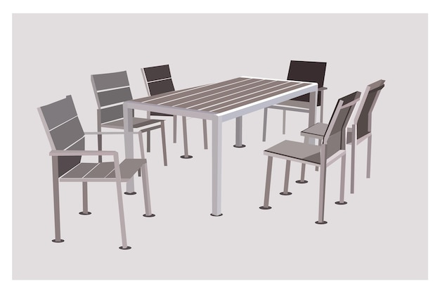 無料のベクトルの椅子とテーブルの概要