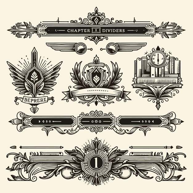 Vector free vector chapter dividers set element retro decoration vintage