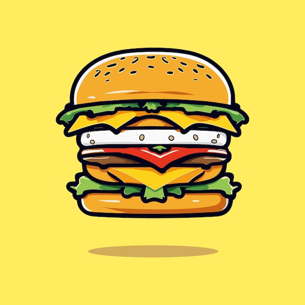 Free vector cheese burger cartoon icon illustration