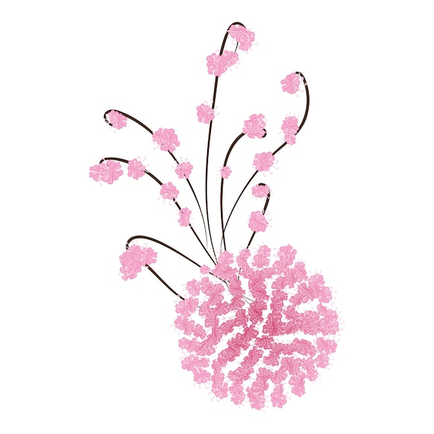 Free vector cherry blossom, sakura branch with pink flowers. Pink flowers in circle.