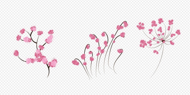 無料ベクター桜、ピンクの花と桜の枝。