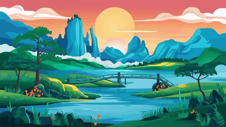 Vector free vector chinese scenery landscape mountain outdoors