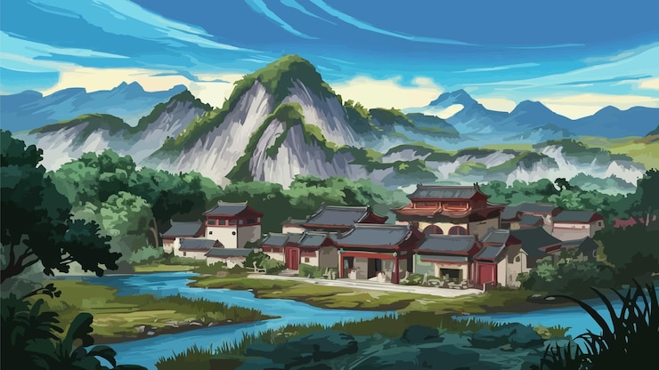 Vector free vector chinese scenery landscape mountain outdoors