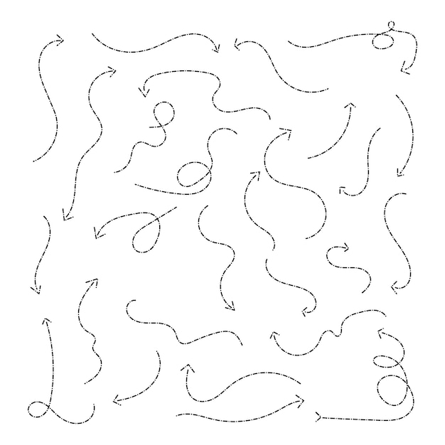 無料ベクターきれいなドット スタイル手描き落書き矢印セット