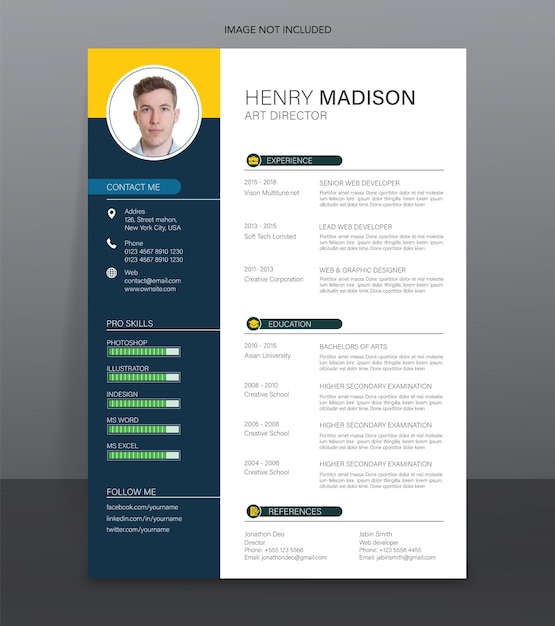 Free vector clean and modern resume or cv template