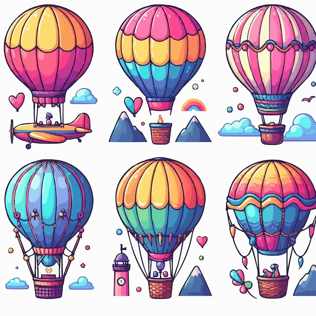 free vector Collection of colored hot air balloons