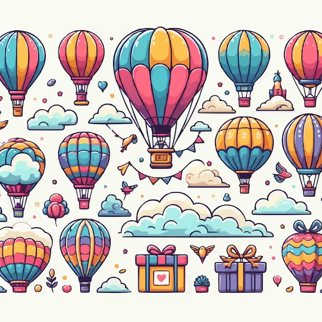 Free vector collection of colored hot air balloons