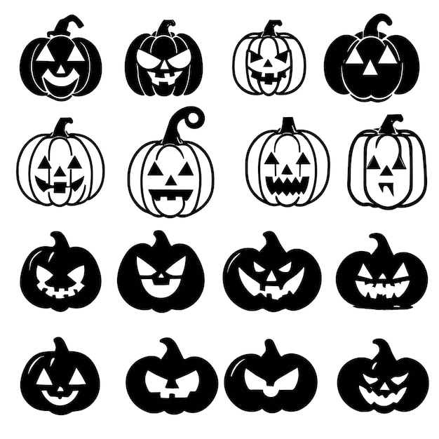 Free vector collection of Halloween pumpkin silhouette