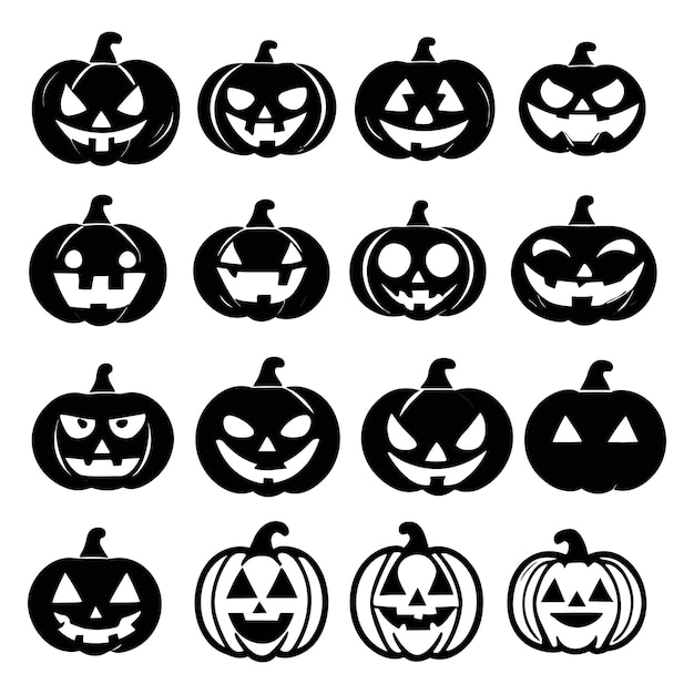 Vector free vector collection of halloween pumpkin silhouette