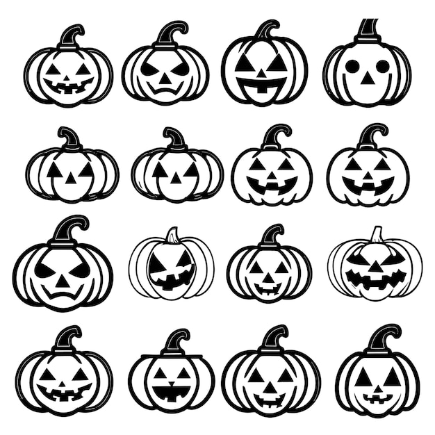Free vector collection of Halloween pumpkin silhouette