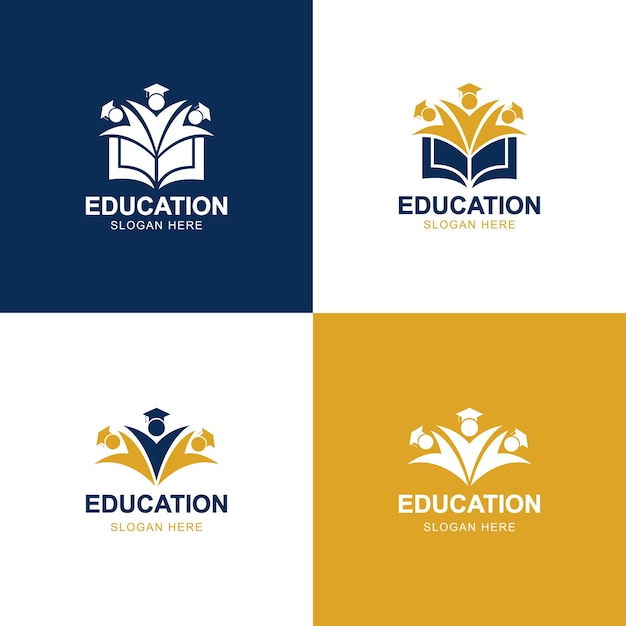 Вектор Бесплатная векторная коллекция дизайна логотипа плоского образования
