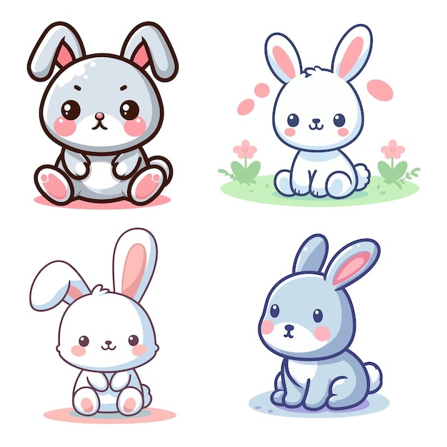 Vector free vector collection of rabbits set