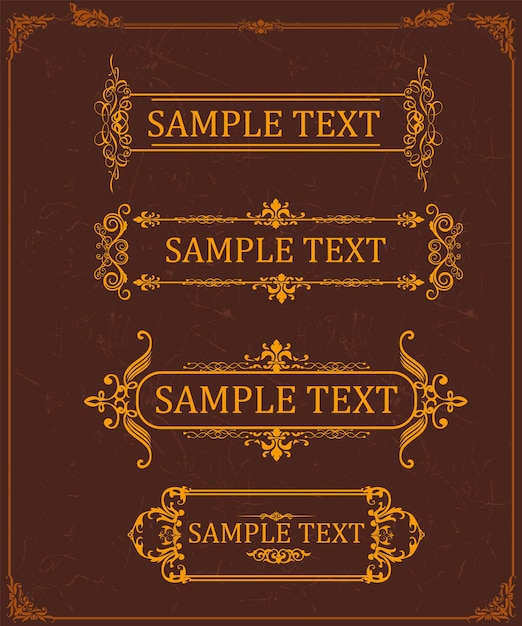 Free vector collection set of label ornament border frame vector illustration