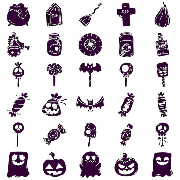 Free vector collection of silhouette illustrations of Halloween candy theme stickers