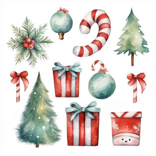 Free vector collection with santa claus and other christmas elements