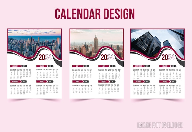 Free vector colorful 2024 English calendar template plan and organize events vector