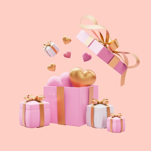 free vector colorful 3d gift boxes with love heart surprise gifts