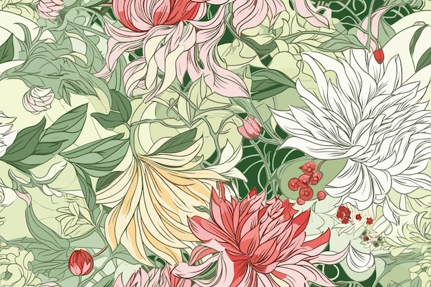 ベクトル 無料のベクター カラフルなエキゾチックな葉と花のパターン アート