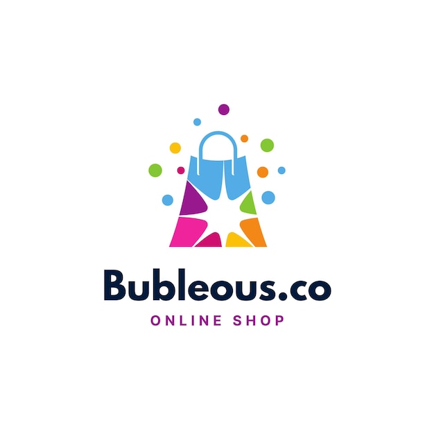 Free vector colorful modern bag shopping online shop logo