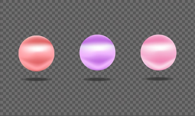 Vettore set di perle realistiche rotonde colorate vettoriali gratis