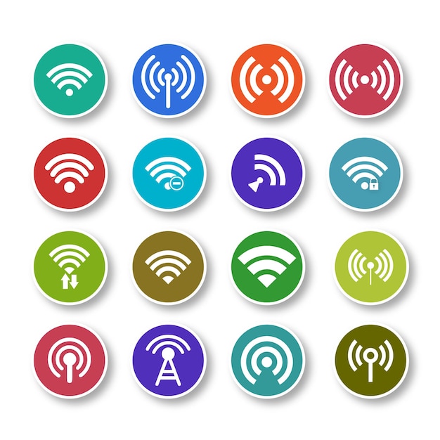 Vector free vector colorful round wifi flat design