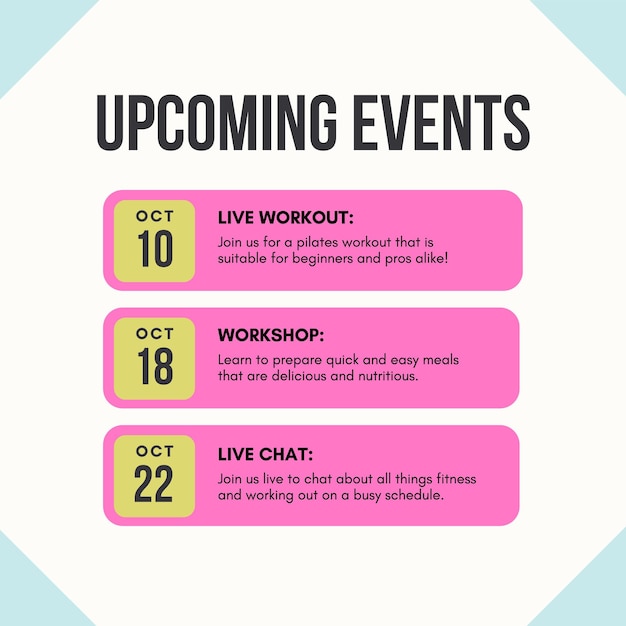 Vector free vector colorful simple geometric fitness coach event list