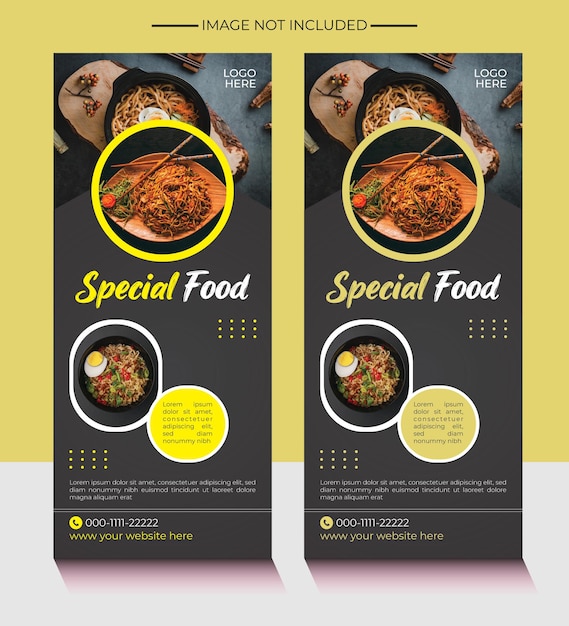 Vector free vector colorful wavy vertical restaurant  food rollup template