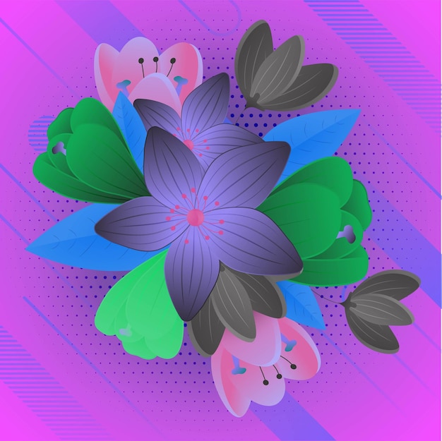 Вектор Бесплатные векторные красочные градиентные цветы в стиле бумаги