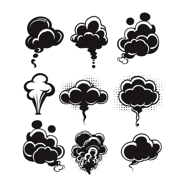 Free vector comic smoke puffs set