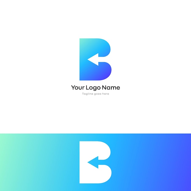 Vettore modello di progettazione sfumatura del logo b con ombreggiatura blu vettoriale gratuito per il business