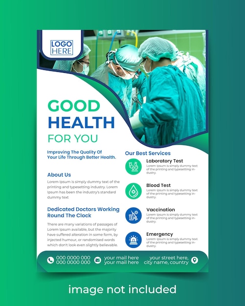 Vector free vector coronavirus medical products flyer template with photo