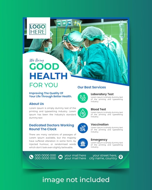 Vector free vector coronavirus medical products flyer template with photo