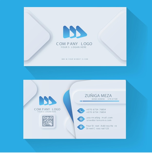 Бесплатный дизайн шаблона корпоративной голубой визитной карты Vector