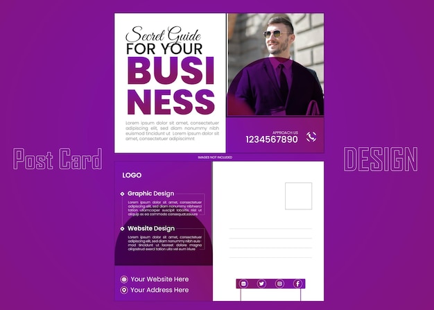 Free vector corporate creative agency post card design template