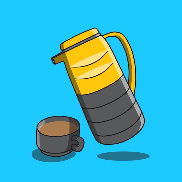 Free vector a cup of tea and teapot cartoon illustration