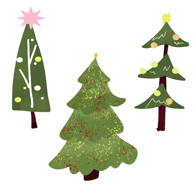 free vector cute beautiful floral christmas trees set bright colorful clipart xmas tree