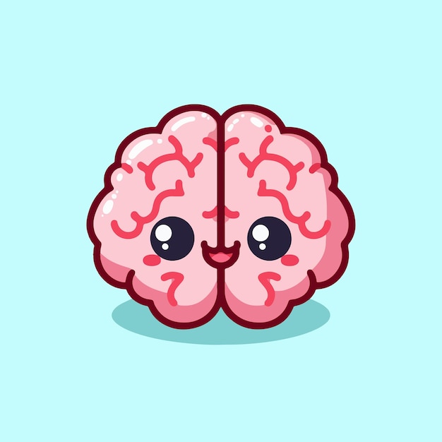 Vector free vector cute cartoon brain vector icon illustrations