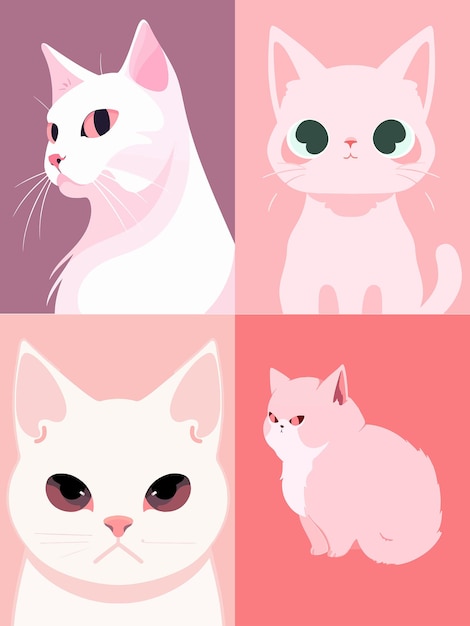 무료 벡터 귀여운 고양이 만화 벡터 아이콘 그림 동물 자연 아이콘 개념 벡터