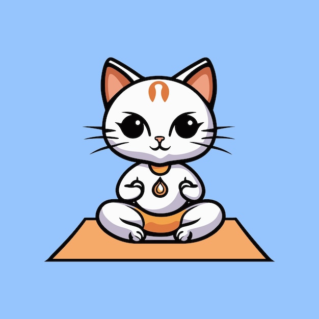 Free vector cute cat meditation yoga cartoon vector icon illustration animal sport icon concept