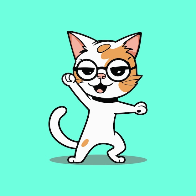 Free vector cute cat waving hand cartoon vector icon illustration