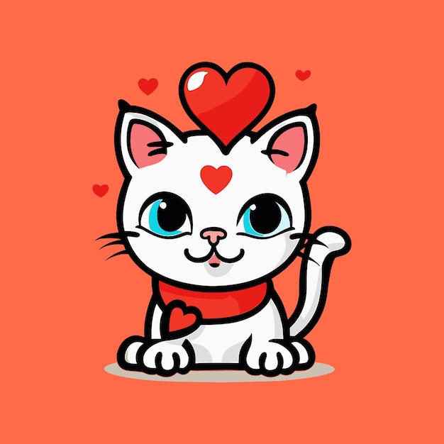 Free vector cute cat with love heart cartoon vector icon illustration