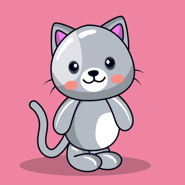 Free vector cute cat with love sign hand cartoon illustration