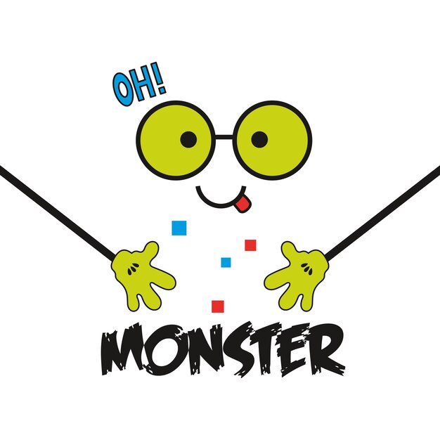 Free vector cute and funny monster tshirt design