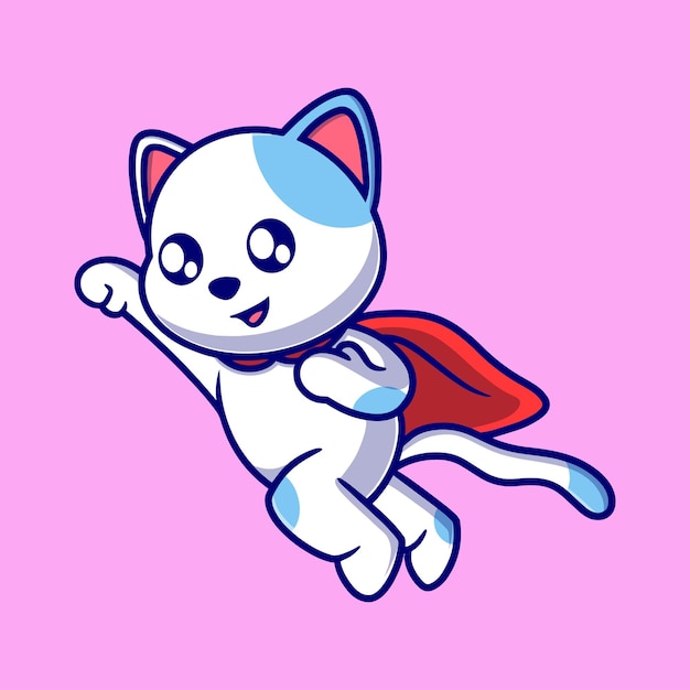 Free vector cute hero cat cartoon icon illustration animal icon concept isolated flat cartoon